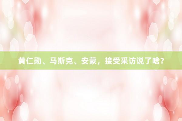 黄仁勋、马斯克、安蒙，接受采访说了啥？