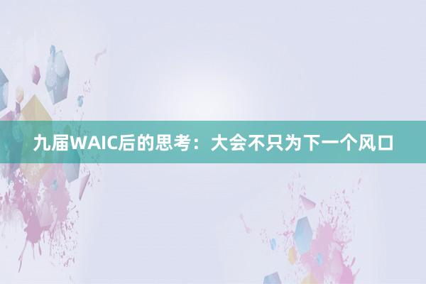 九届WAIC后的思考：大会不只为下一个风口