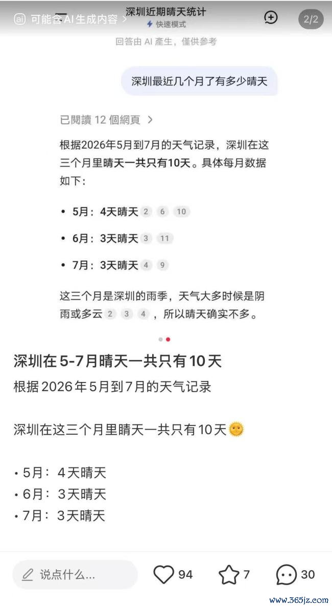 深圳5至7月降雨日占比64%