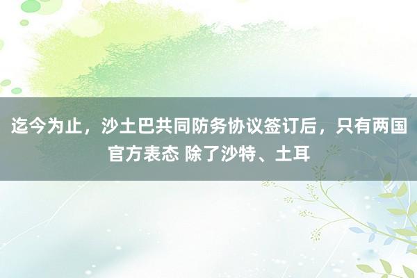 迄今为止，沙土巴共同防务协议签订后，只有两国官方表态 除了沙特、土耳