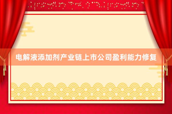 电解液添加剂产业链上市公司盈利能力修复