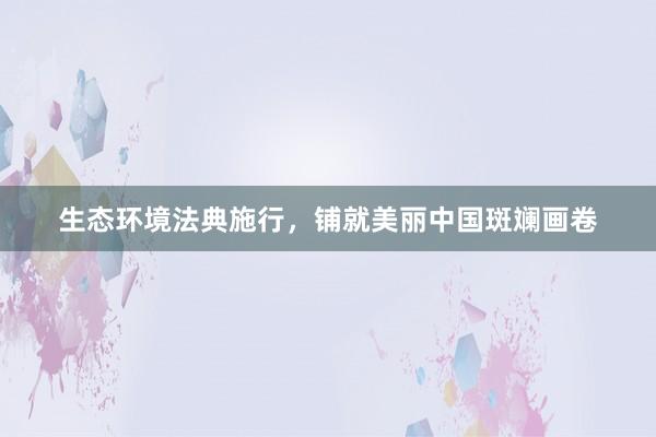 生态环境法典施行，铺就美丽中国斑斓画卷