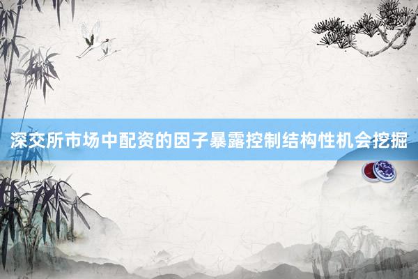 深交所市场中配资的因子暴露控制结构性机会挖掘