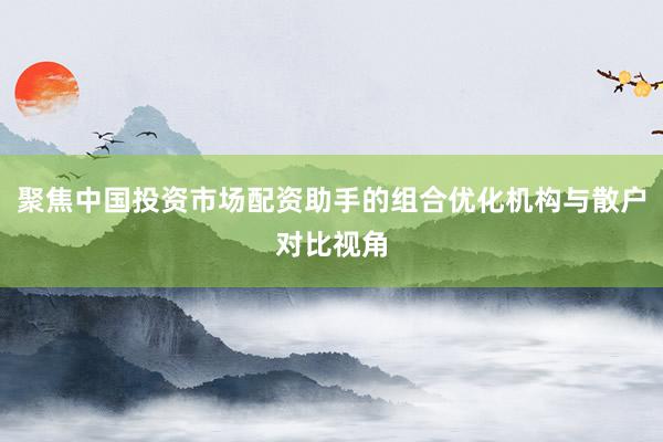 聚焦中国投资市场配资助手的组合优化机构与散户对比视角