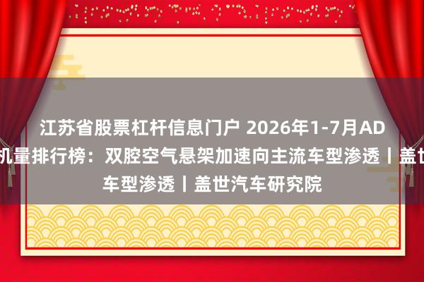 江苏省股票杠杆信息门户 2026年1-7月ADAS供应商装机量排行榜：双腔空气悬架加速向主流车型渗透丨盖世汽车研究院