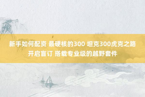 新手如何配资 最硬核的300 坦克300虎克之路开启盲订 搭载专业级的越野套件