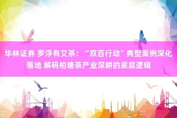 华林证券 罗浮有艾茶：“双百行动”典型案例深化落地 解码柏塘茶产业深耕的底层逻辑