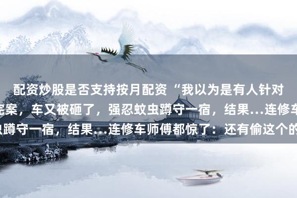 配资炒股是否支持按月配资 “我以为是有人针对我！”上海一小伙刚报完案，车又被砸了，强忍蚊虫蹲守一宿，结果…连修车师傅都惊了：还有偷这个的？