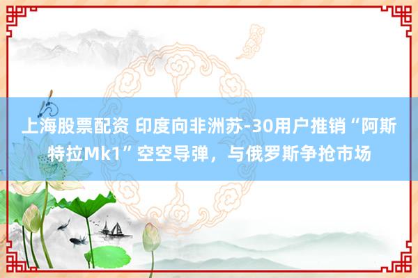 上海股票配资 印度向非洲苏-30用户推销“阿斯特拉Mk1”空空导弹，与俄罗斯争抢市场