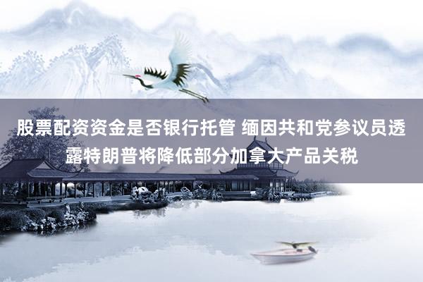 股票配资资金是否银行托管 缅因共和党参议员透露特朗普将降低部分加拿大产品关税