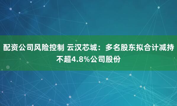 配资公司风险控制 云汉芯城：多名股东拟合计减持不超4.8%公司股份