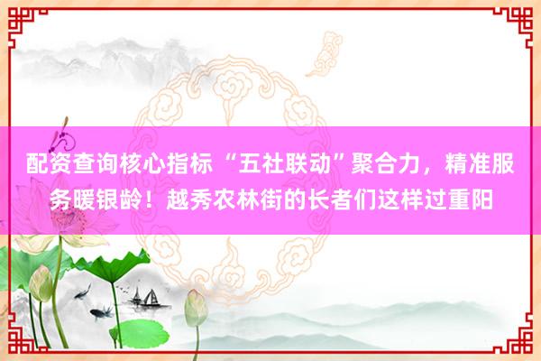 配资查询核心指标 “五社联动”聚合力,精准服务暖银龄!越秀农林街的长者们这样过重阳